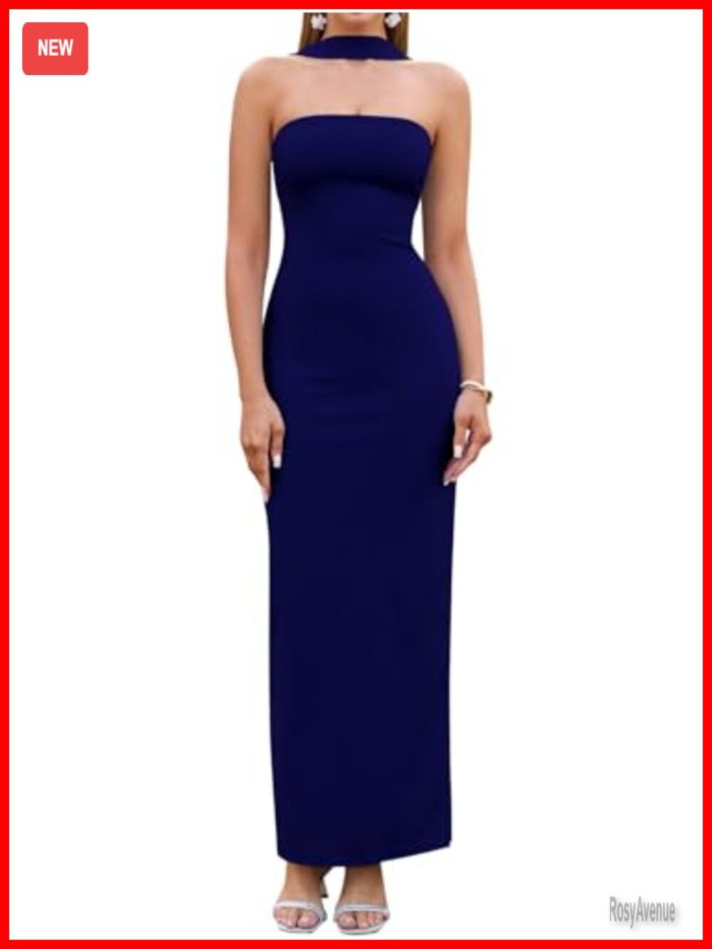 Women Bodycon Maxi Dress Halter Neck Backless Sleeveless Formal Wedding Guest